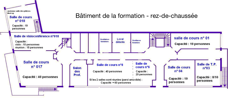 Plan du bâtiment de formation - rez-de-chaussée